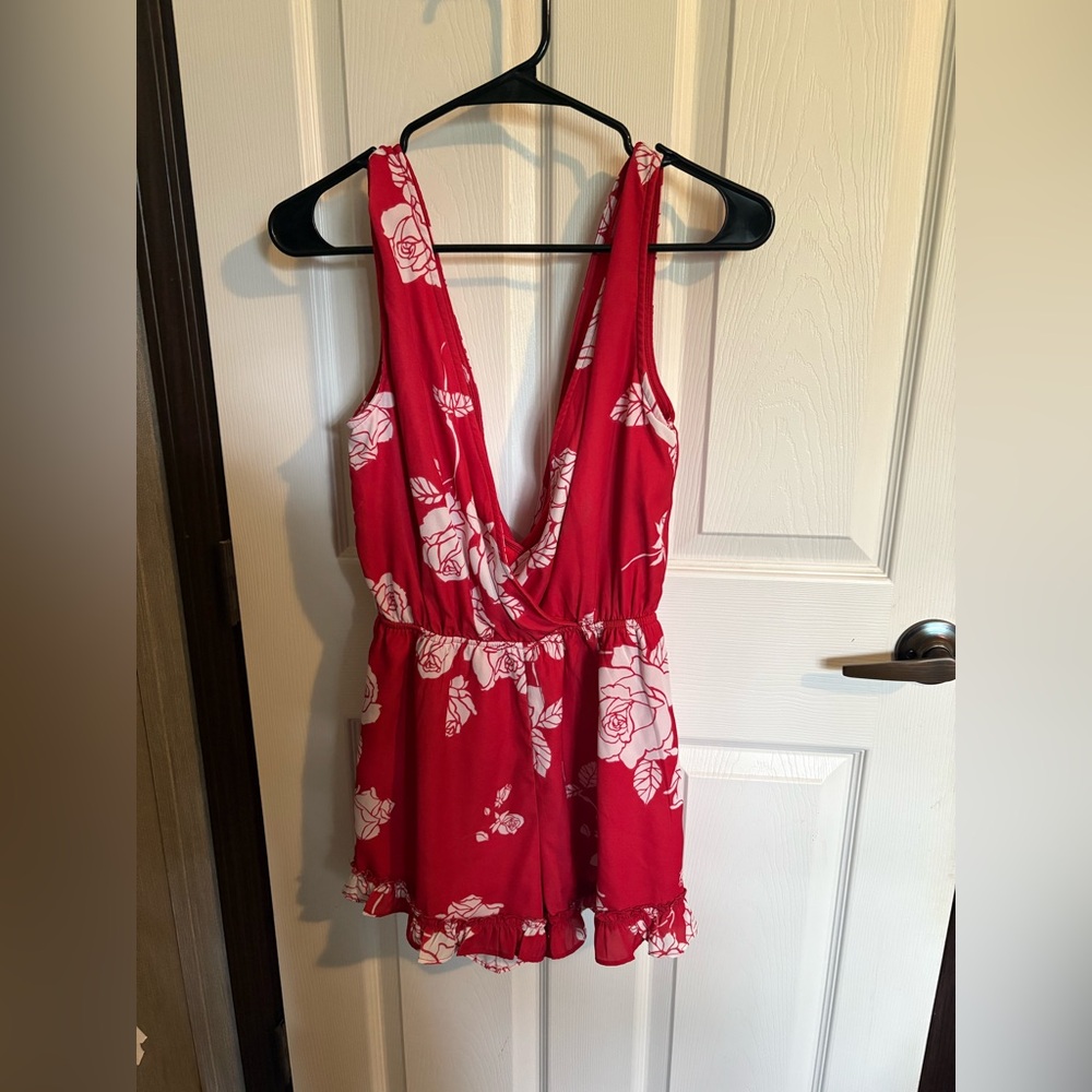 Floral Red Sleeveless Dress